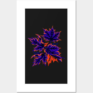 Leaves - Blue/Orange Posters and Art